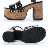 スカラップベルトコルクヒールサンダル