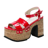 スカラップベルトコルクヒールサンダル