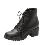 厚底ヒールアップレースアップショートブーツ