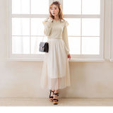 【メール便】袖開きレースハートネックパフスリーブトップス