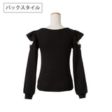 【メール便】袖開きレースハートネックパフスリーブトップス