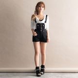 デニムショートパンツサロペット【オールインワン】【M~LL】