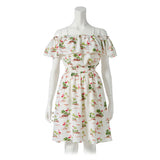 オフショル&ベアウエストシャーリングフレアーワンピース