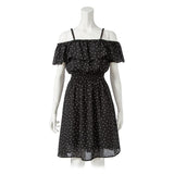 オフショル&ベアウエストシャーリングフレアーワンピース