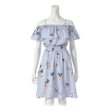 オフショル&ベアウエストシャーリングフレアーワンピース