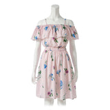 オフショル&ベアウエストシャーリングフレアーワンピース