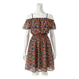 オフショル&ベアウエストシャーリングフレアーワンピース