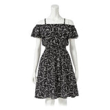 オフショル&ベアウエストシャーリングフレアーワンピース