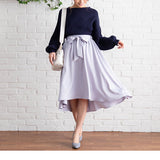 リボンベルト付きフィッシュテールフレアスカート