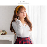 【メール便】フロントクロスキラキラビジュー付き長袖カットソー