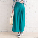 ビンテージマットサテンタックボタンクロップドワンドパンツ