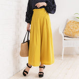 ビンテージマットサテンタックボタンクロップドワンドパンツ