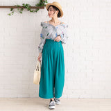 ビンテージマットサテンタックボタンクロップドワンドパンツ