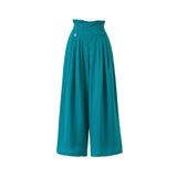 ビンテージマットサテンタックボタンクロップドワンドパンツ