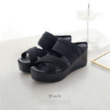 やみつき厚底フッドベッドクロスドレープサンダル