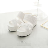 やみつき厚底フッドベッドクロスドレープサンダル