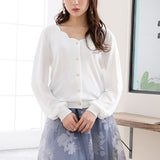 【メール便】前後2wayスカラップフェミニンカーディガン