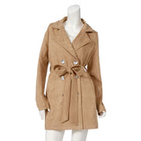 ビジュー襟スエードトレンチコート