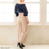 【メール便】フロントボタン両ポケット5分丈オフショルブラウス