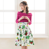 【メール便】綿ブロードひざ丈花柄フレアスカート