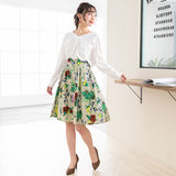 【メール便】綿ブロードひざ丈花柄フレアスカート