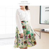 【メール便】綿ブロードひざ丈花柄フレアスカート