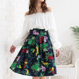 【メール便】綿ブロードひざ丈花柄フレアスカート