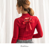 バスト開きリブニットトップス