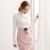 バスト開きリブニットトップス