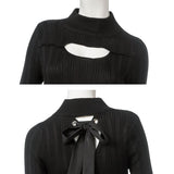 バスト開きリブニットトップス