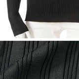 バスト開きリブニットトップス