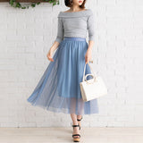 【メール便】バックリボンボートネック7分袖リブトップス