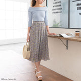 【メール便】バックリボンボートネック7分袖リブトップス