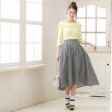 【メール便】バックリボンボートネック7分袖リブトップス