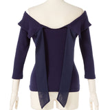 【メール便】バックリボンボートネック7分袖リブトップス