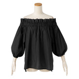 オフショルバルーンスリーブチュニックブラウス