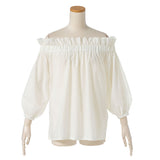 オフショルバルーンスリーブチュニックブラウス