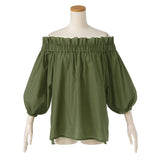 オフショルバルーンスリーブチュニックブラウス