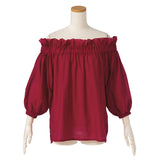 オフショルバルーンスリーブチュニックブラウス