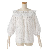 オフショルバルーンスリーブチュニックブラウス