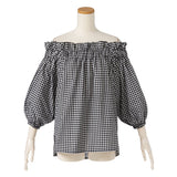 オフショルバルーンスリーブチュニックブラウス