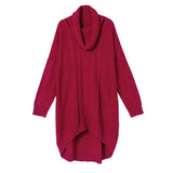 オフタートルケーブルドロップショルダーイレヘムニットワンピ