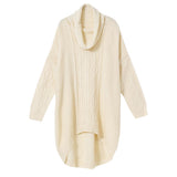 オフタートルケーブルドロップショルダーイレヘムニットワンピ