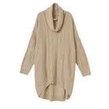 オフタートルケーブルドロップショルダーイレヘムニットワンピ