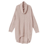 オフタートルケーブルドロップショルダーイレヘムニットワンピ