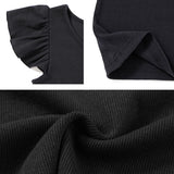 【メール便】ラッフルフリルスリーブリブトップス