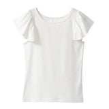 【メール便】ラッフルフリルスリーブリブトップス