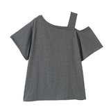 【メール便】オーバーサイズワンショルダーor肩開きTシャツ