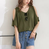 【メール便】オーバーサイズワンショルダーor肩開きTシャツ