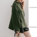 ボトルネックバルーンスリーブ畦ニットトップス